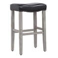 thumbnail image 1 of 29" Inch Upholstered Backless Saddle Seat Counter Stool, Antique Gray/Leather, 1 of 6