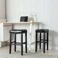 thumbnail image 1 of 29" Inch Upholstered Backless Saddle Seat Counter Stool, Black/Leather, 1 of 8