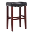 thumbnail image 1 of 29" Inch Upholstered Backless Saddle Seat Counter Stool, Cherry/Leather, 1 of 5