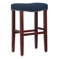 thumbnail image 1 of 29" Inch Upholstered Backless Saddle Seat Counter Stool, Cherry/Navy Blue, 1 of 6