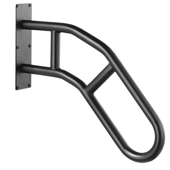 29 Inch Wall Mounted U Shaped Outdoor Stair Railing Matte Black Safety Handrail for 1 to 3 Steps