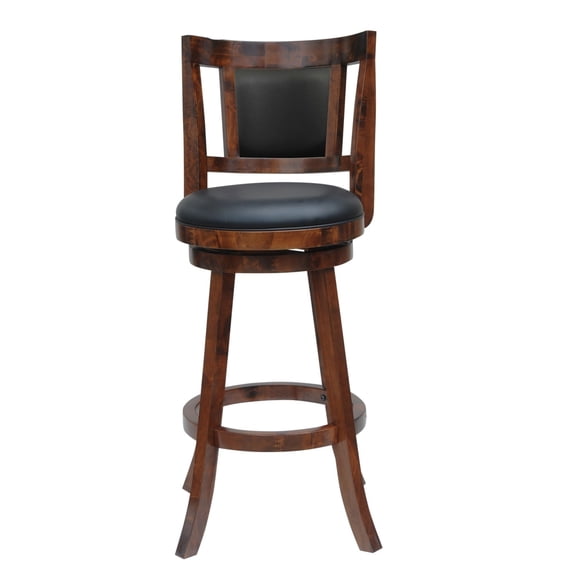 29 Inches Swivel Wooden Frame Counter Stool with Padded Back Brown - Saltoro Sherpi