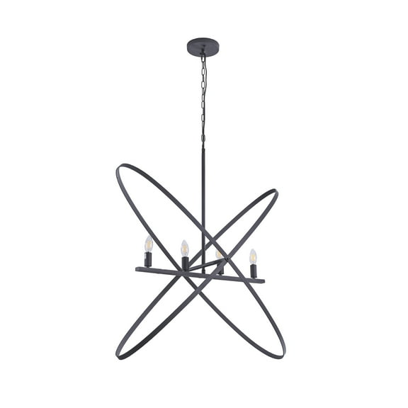 29"L X 15"W X 37.5"H 4 Led Matte Black Atom Brass Metal Pendant Matte Black + brass