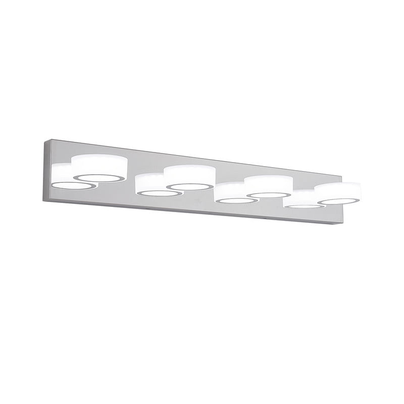 29" Modern Chrome LED Vanity Light - 4-Light Dimmable Bathroom Wall Fixture with 360° Rotatable Arms, 24W 6000K Daylight Mirror Lighting