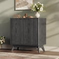 thumbnail image 1 of 29" Modern Sideboard Buffet Cabinet with Storage, Fluted 2-Door Accent Cabinet with Rounded Corners, Walnut Wood Grain Console Table for Coffee Bar, Entryway & Dining Room, Adjustable Shelves, 1 of 7