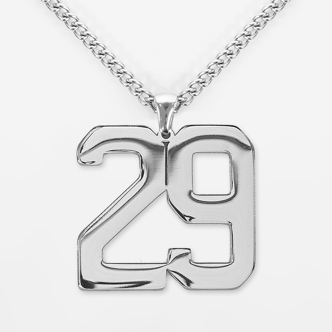 12 Number Pendant with Chain Necklace - Stainless Steel