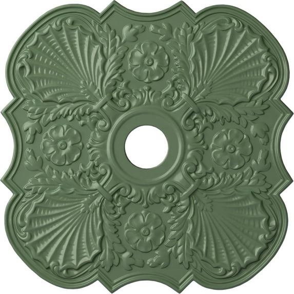 29"OD x 3 5/8"ID x 1 3/8"P Flower Ceiling Medallion Athenian Green Finished