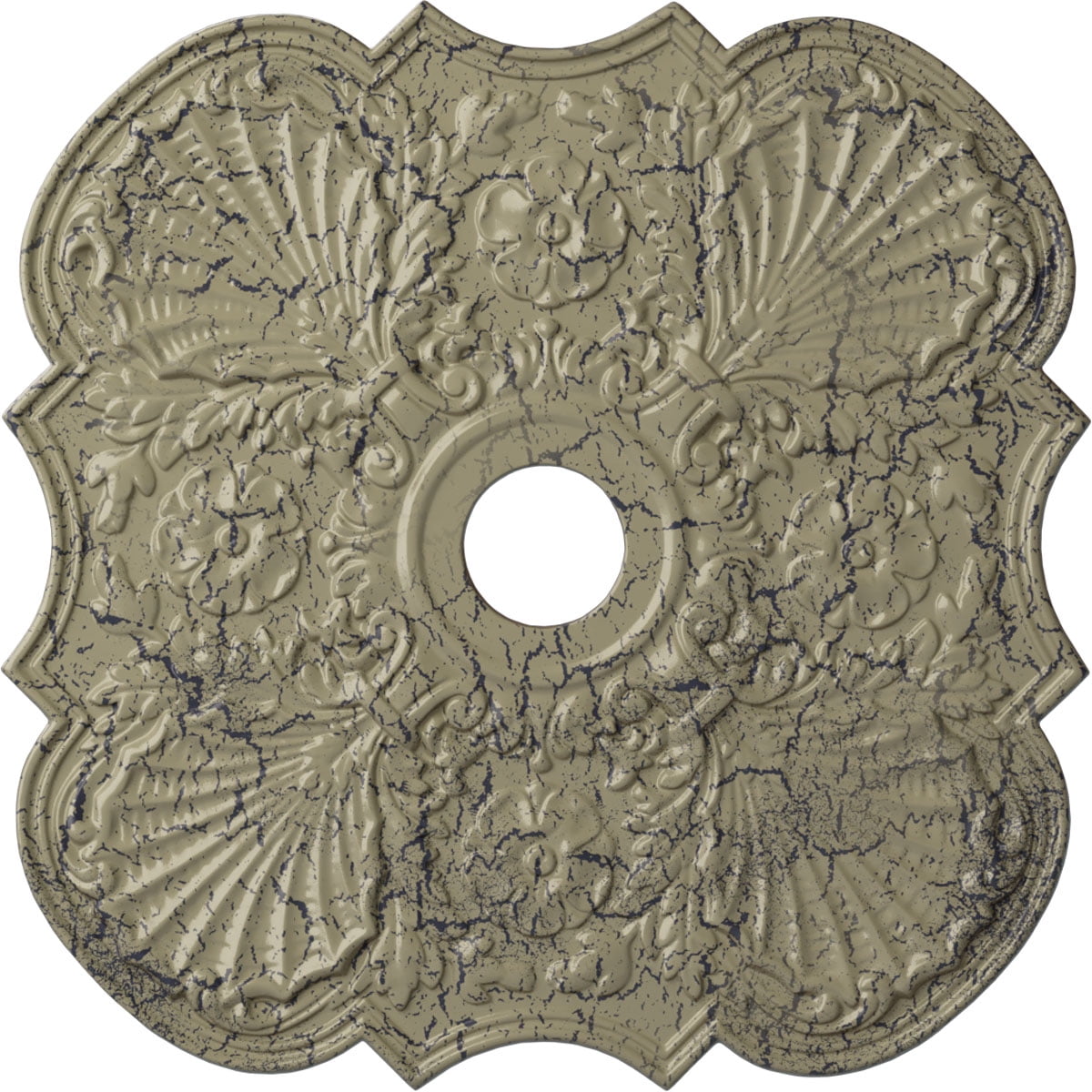 Castle Stone Crackle Hand-Painted Flower Ceiling Medallion