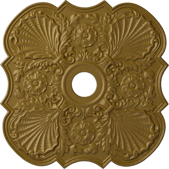29"OD x 3 5/8"ID x 1 3/8"P Flower Ceiling Medallion (Fits Canopies up to 6 1/4"), Hand-Painted Gold