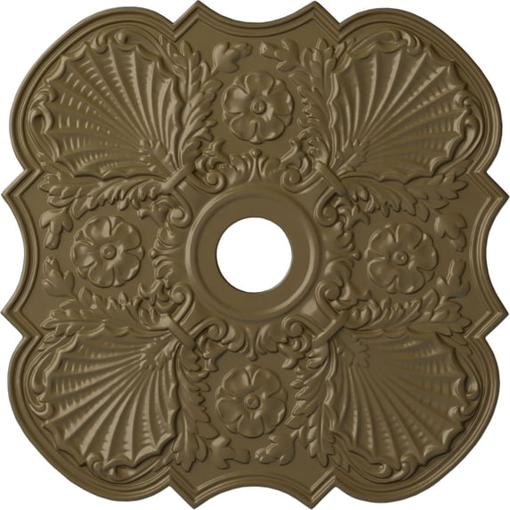 29"OD x 3 5/8"ID x 1 3/8"P Flower Ceiling Medallion Mississippi Mud Finished