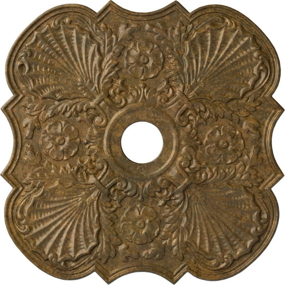 29"OD x 3 5/8"ID x 1 3/8"P Flower Ceiling Medallion (Fits Canopies up to 6 1/4"), Hand-Painted Rubbed Bronze