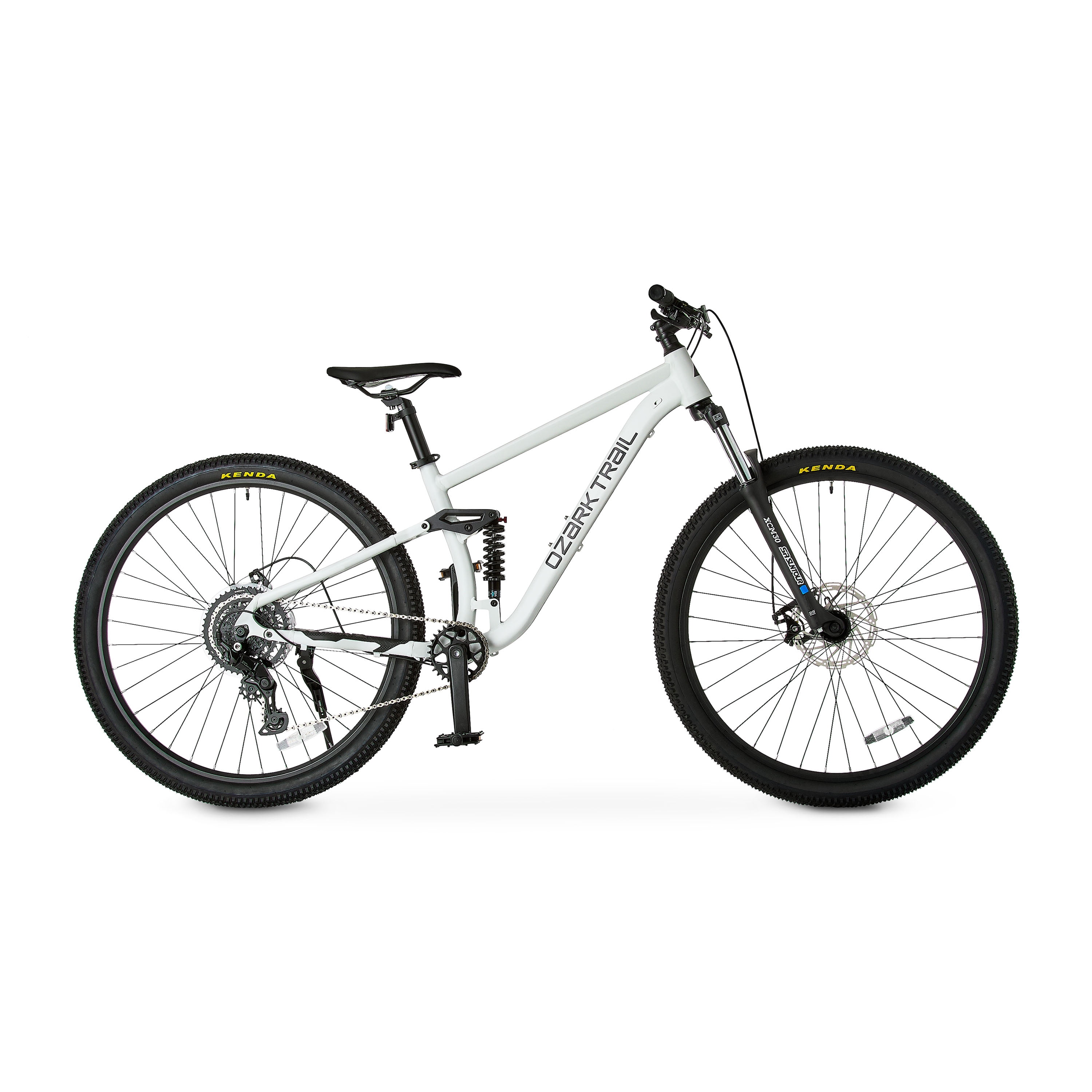 Ozark Trail 29" FS.2 Slalom Full Suspension Mountain Bike, Large Frame, Fits Riders 5'10" - 6'2"+, Off-White, Adult. Unisex, Online Only
