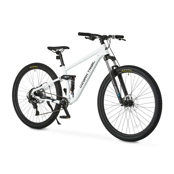 Ozark Trail FS.2 Slalom 29 in Full Suspension Mountain Bike, Large Frame, Fits Riders 5 ft 10 in - 6 ft 2 in+, Off-White, Adult Unisex