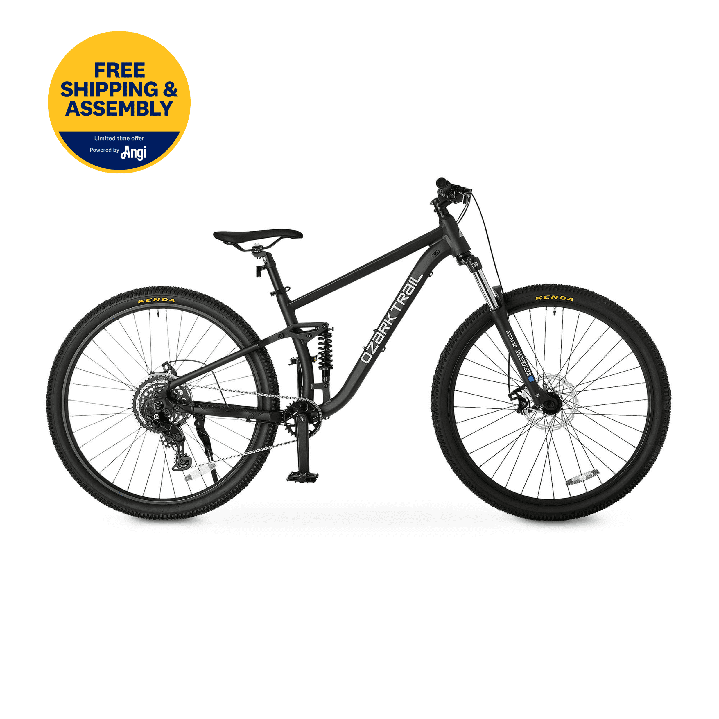 Ozark Trail 29" FS.2 Slalom Full Suspension Mountain Bike, Large Frame, Fits Riders 5'10" - 6'2"+, Black, Adult, Unisex, Online Only