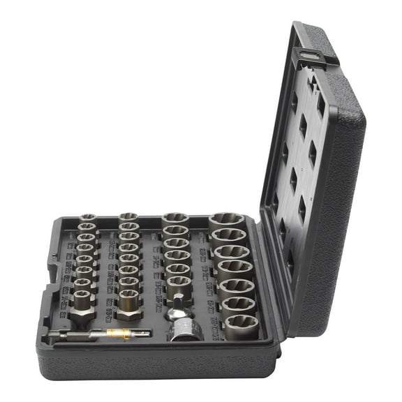 29-PC Bolt Nut Remover Set, CR-MO Extraction Sockets (6mm-10mm), for Stripped/Rusted Screws w/ Storage Case