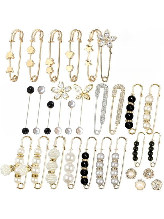29 Pack Decorative Safety Pins, Waist Tightener Brooch Pins, Clothing Accessories for Women