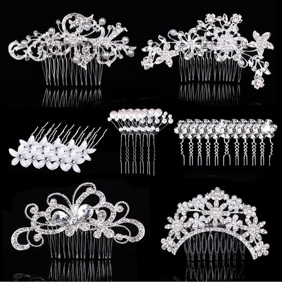 FULANDL 29 pack Wedding Hair Comb Hair Pins, Crystal Bridal Hair Side Combs U-shaped Hair Clips, Flower Rhinestone Pearl Hair Clips for Brides Women