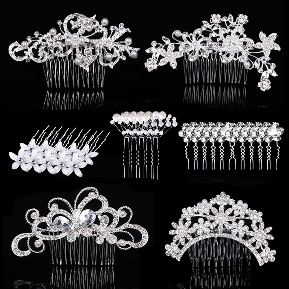 Bride Comb Pin 29 Pack Wedding Hair Comb Hair Pins, FULANDL Crystal Bridal Hair Side ...