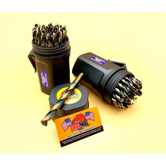 29 Pc Drill Bit Set Bit Tank Case HI-Molybdenum M7 Drill Hog Warranty (2 Pack)