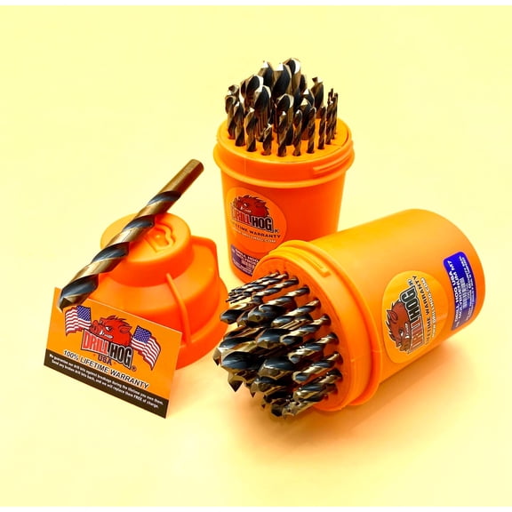 29 Pc Drill Bit Set HI-Molybdenum M7 Orange Case Drill Hog Warranty (2 Pack)