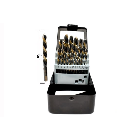 29 Pc VCT Left Hand Drill Bit Set Black/Gold Finish Split Point Self Centering