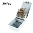thumbnail image 1 of 29 Pcs Cobalt Drill Set 1/16-1/2 inch M35 High Speed Steel Twist Jobber with Plastic Storage Case for Hardened Metal Stainless Steel Cast Iron Wood Plastic, 1 of 6