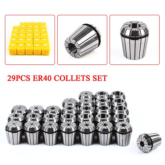 PEAKORA29 Pcs ER40 Precision Spring Collet Set Milling Lathe CNC Chuck Bit Holder Tool