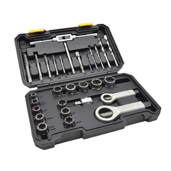 29-Piece Broken Bolt Extractor Socket Set with 1/4"3/4" Nut Removers, Coarse Tooth Extractors, Drill Bits & 1/2" to 3/8" Hex Adapter for Automotive and Mechanical Repair