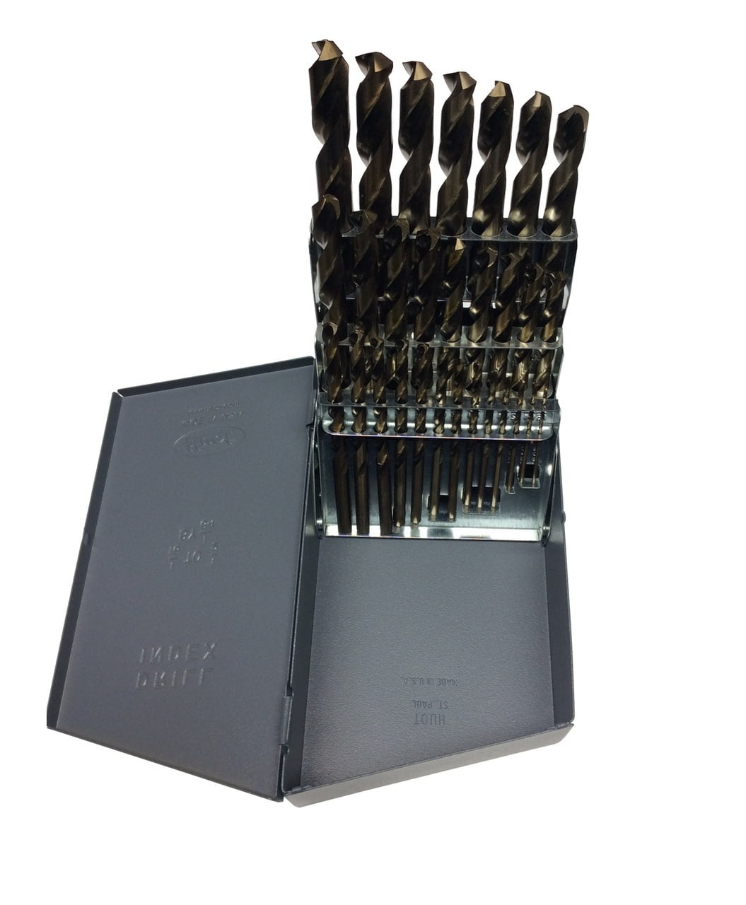29 Piece Cobalt Drill Bit Set in Metal Case, Sizes 1/16" 1/2" x 64ths