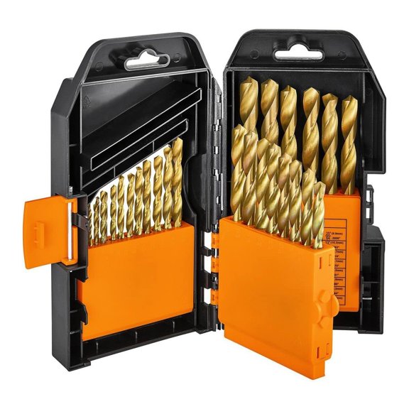 29-Piece Titanium Nitride High Speed Steel Drill Bit Set