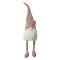 thumbnail image 1 of 29" Pink and White Plaid Spring Gnome Table Top Figure with Dangling Legs, 1 of 3