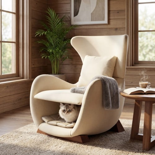 29" Polyester Upholstered Minimalist Sofa Chair, Comfy Sofa with Lower Compartment, Reading Couch with High Weight Capacity for living space, Beige