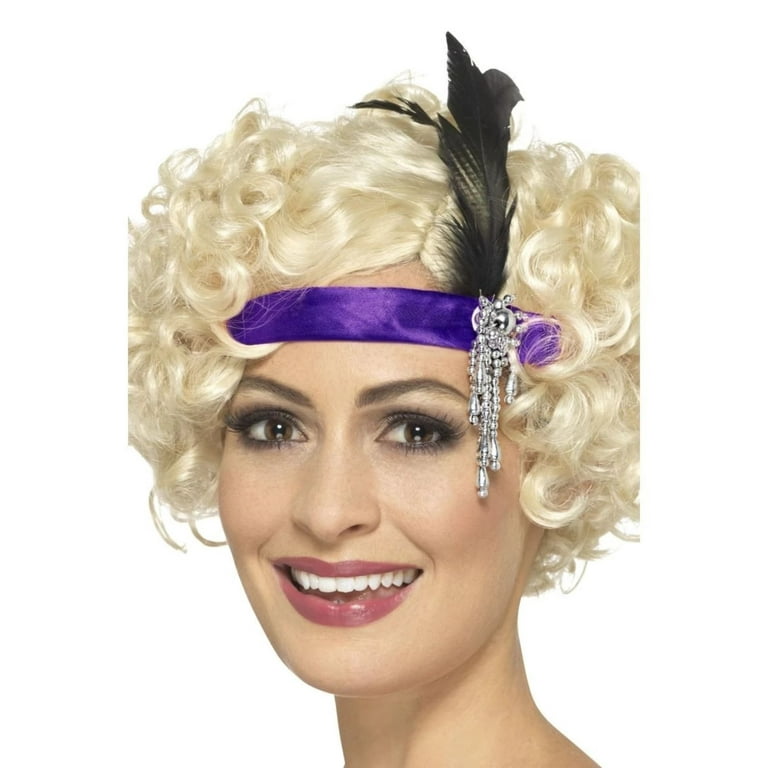 Black Satin Charleston Headband Adult Black Satin Charleston Headband Adult