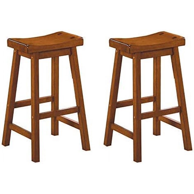 29" Solid Wood Saddle Stools for Bar Table, Counter Height Backless