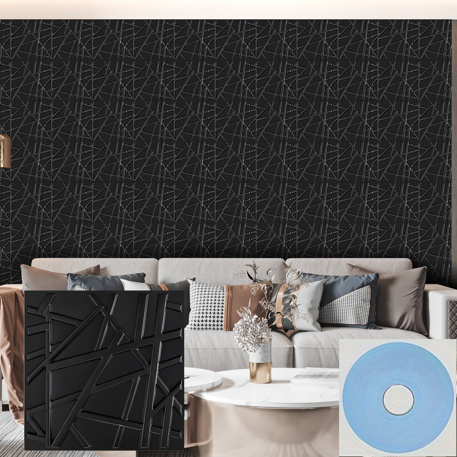 View of 29 Sq.Ft 3D Wall Panels, Modern Interior Accent Wall Panel Geometric ...