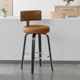 thumbnail image 1 of 29"Swivel Counter Height Bar Stools, Upholstered Modern Faux Leather Barstools with Back&Walnut Wood Legs Counter Stools with Footrestfor Kitchen Island, Brown, 1 of 10