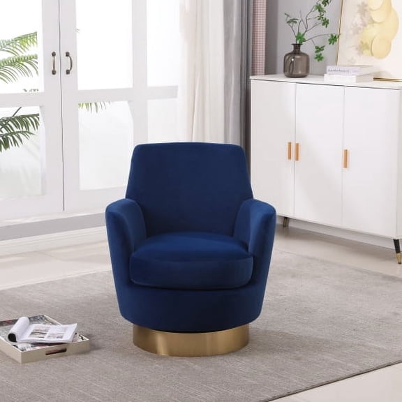 29" Teddy Upholstered Single Sofa Couch, Sillones Para Domitorio Single Sofa with 360 Swivel, Butacas Para Sala Sofa with Sponge Cushion for Living Lounge Space, Navy