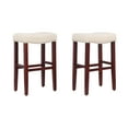 thumbnail image 1 of 29" Upholstered Nail Head Counter Stool (Set of 2), Cherry/Beige, 1 of 5