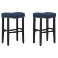 thumbnail image 1 of 29" Upholstered Saddle Seat Bar Stool (Set of 2) in Navy Blue, 1 of 6