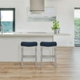 thumbnail image 1 of 29" Upholstered Saddle Seat Bar Stool (Set of 2) in Navy Blue, 1 of 7