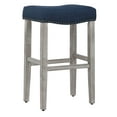 thumbnail image 1 of 29" Upholstered Saddle Seat Bar Stool in Navy Blue, 1 of 7