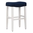 thumbnail image 1 of 29" Upholstered Saddle Seat Bar Stool in Navy Blue, 1 of 8