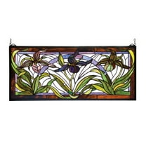 29"W X 13"H Lady Slippers Stained Glass Window
