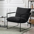 thumbnail image 1 of 29" Wide Modern Sling Accent Chair, Upholstered Soft Armchair with Foam Cushioning, Metal Framed Living Room Chair, Faux Fur-Black, 1 of 10