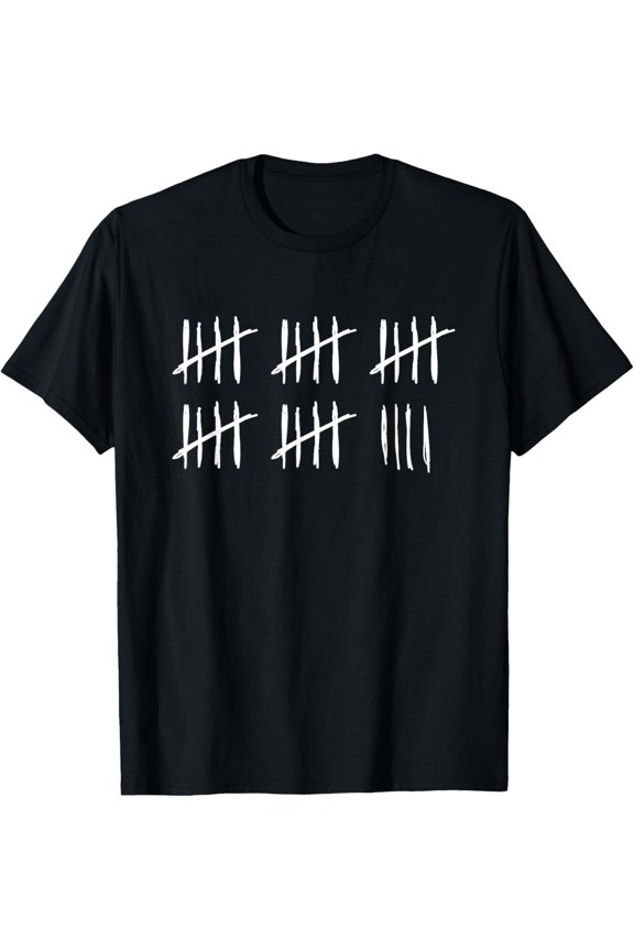 29 Years Done 29th Birthday Old Funny Tally Marks Counting T-ShirtMen and women, Black T-shirt, size: Extra large