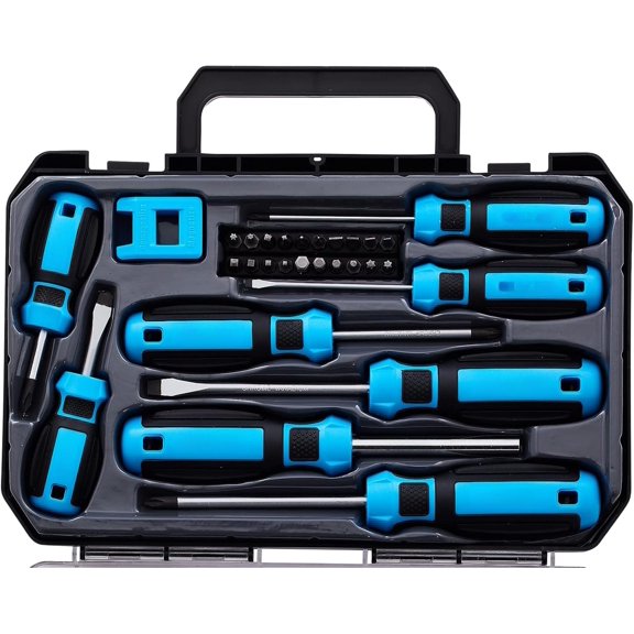 29 count Set with Bits Includes Phillips, Slotted, , Hex & Square Bits, Features Magnetizer/Demagnetizer & Storage Case, Hand Tool Kit for Repair
