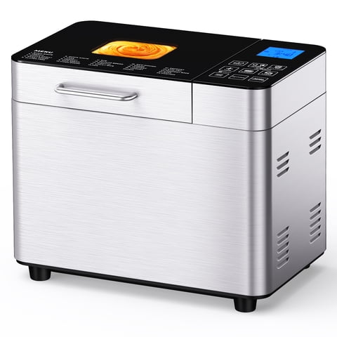 TINANA 25-in-1 Stainless Steel Bread Maker Machine, 2 LB Wheat Bread Making Machine with Recipes, Dough & Bread Machine with 15 H Timer & 1 H Keep Warm