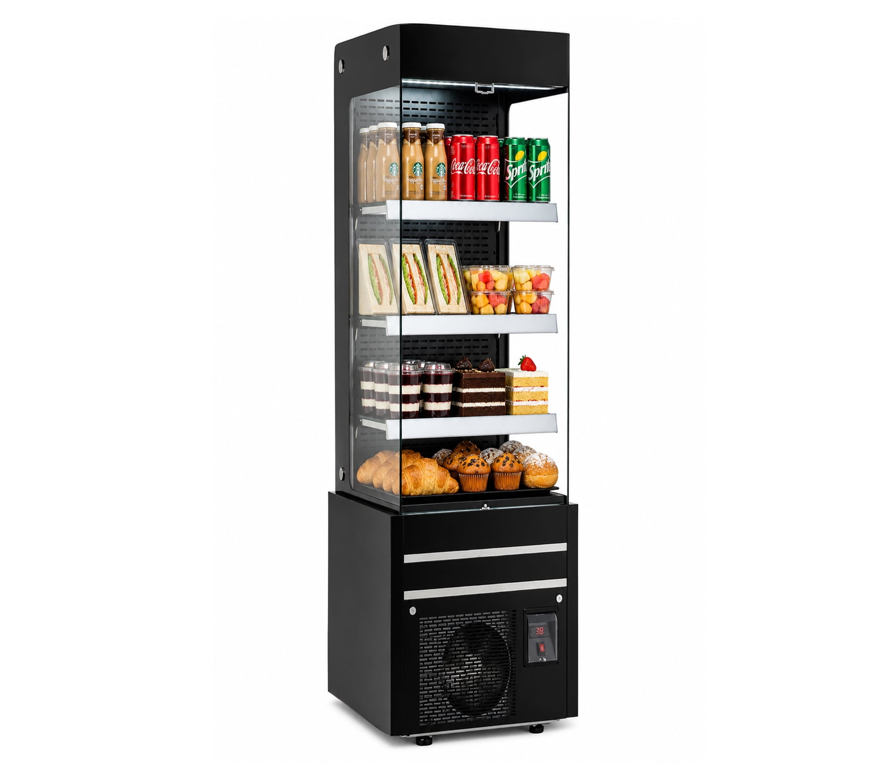 29 in. 16.4 Cu. Commercial Vertical Open Air Display Refrigerator, NSF Grab & Go Merchandiser for Drinks, Sandwiches, Desserts and Bakery Display