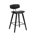 thumbnail image 1 of 29 in. Faux Leather Mid Century Modern Bar Stool, Black, 1 of 1