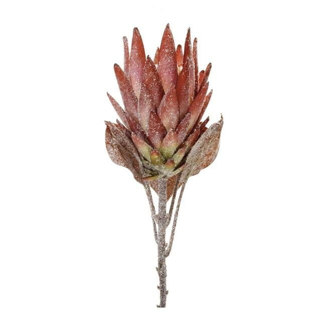 29" Orange and Green Artificial Protea Flower Stems Set